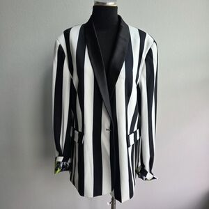 Black and White Striped Blazer